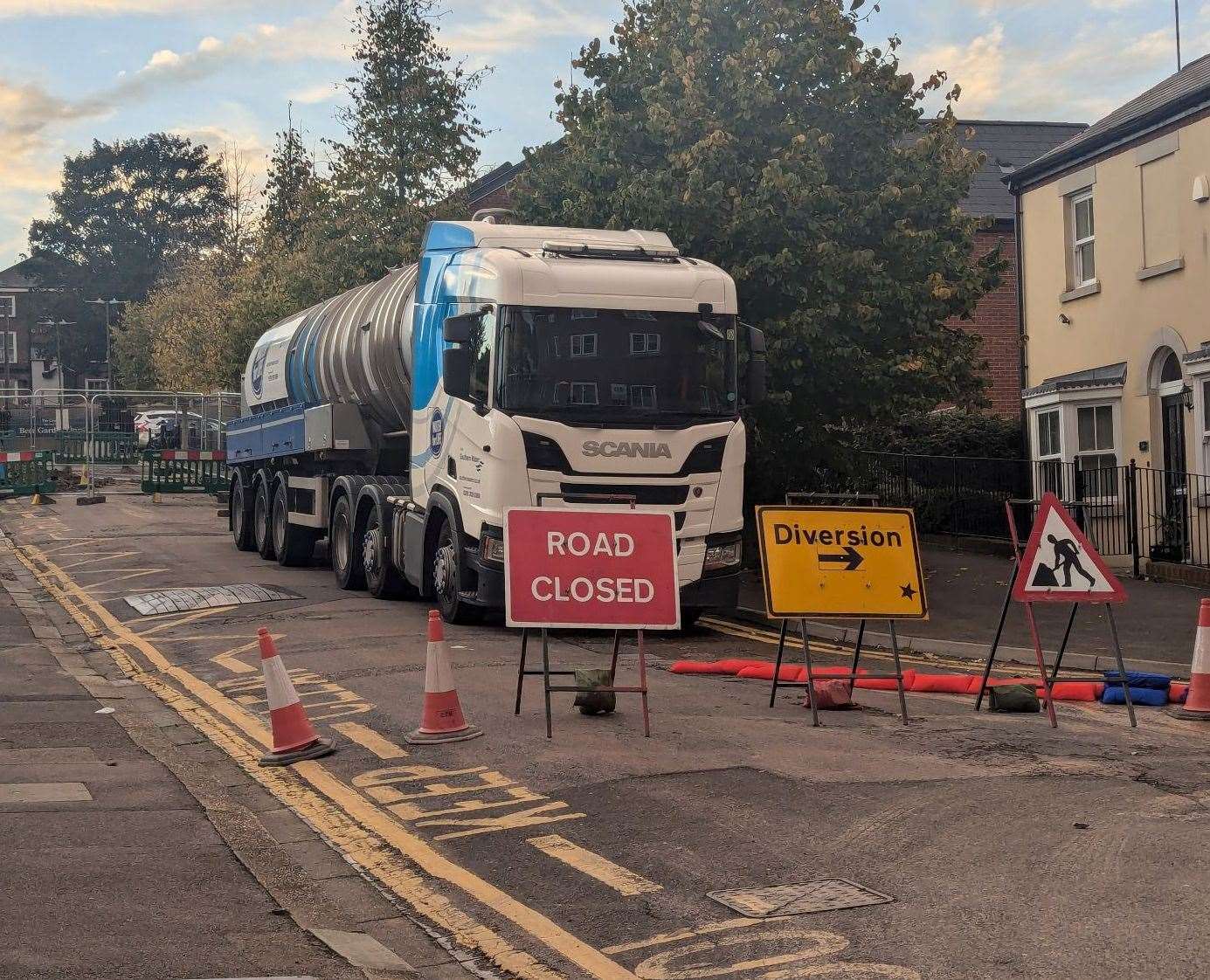 The road is closed in Rochester due to a sinkhole