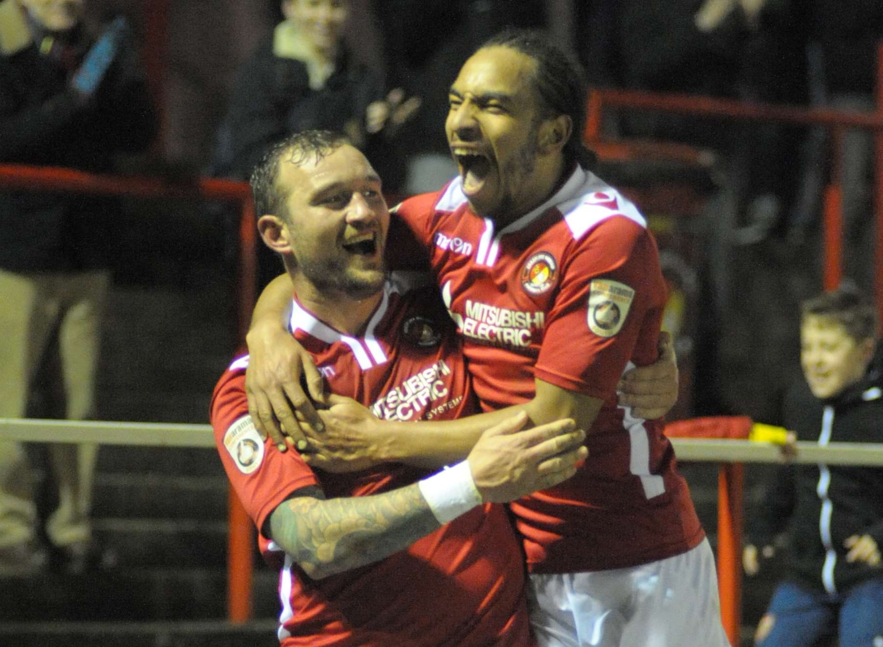 Danny Kedwell celebrates his goal with Brendan Kiernan Picture: Steve Crispe