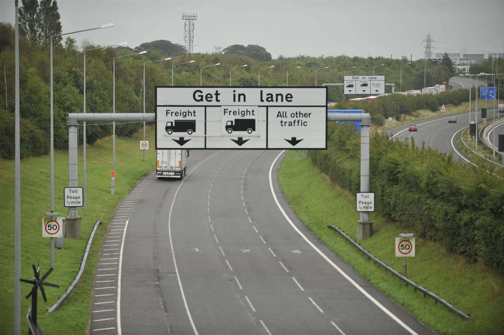 Entrance to the Channel Tunnel terminal in Folkestone.