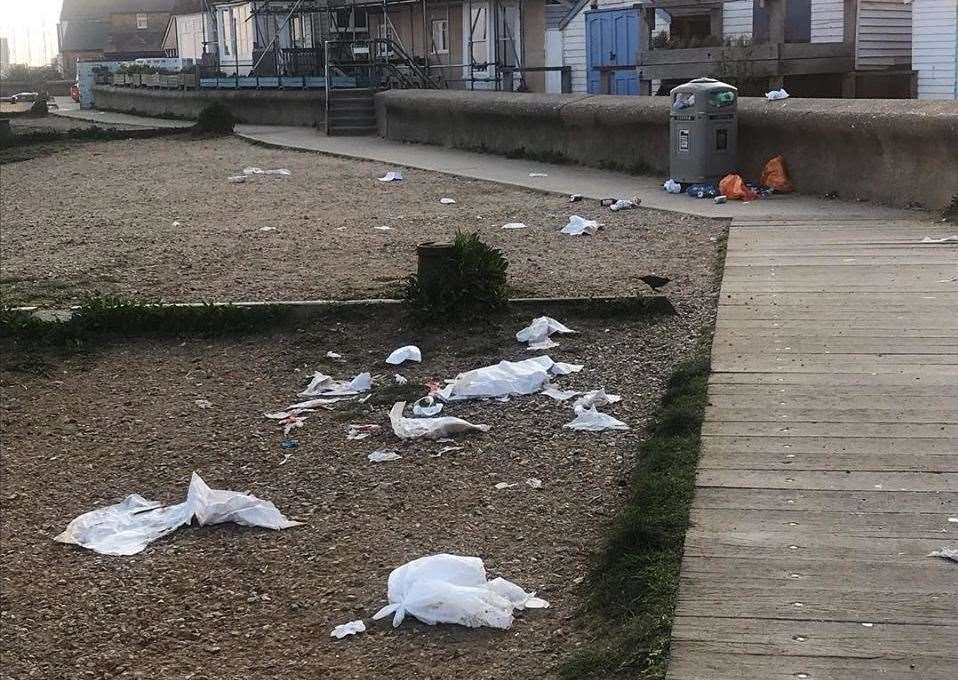 Bins overflowing on Saturday morning. Picture: Plastic Free Whitstable