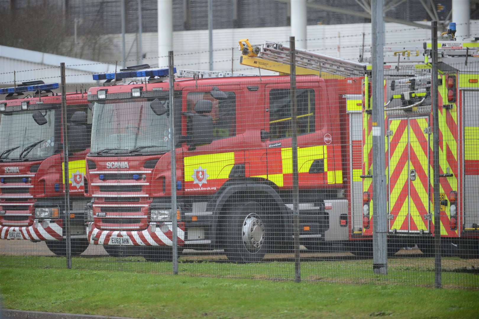 Fire services on the scene at the Folkestone end of the Eurotunnel