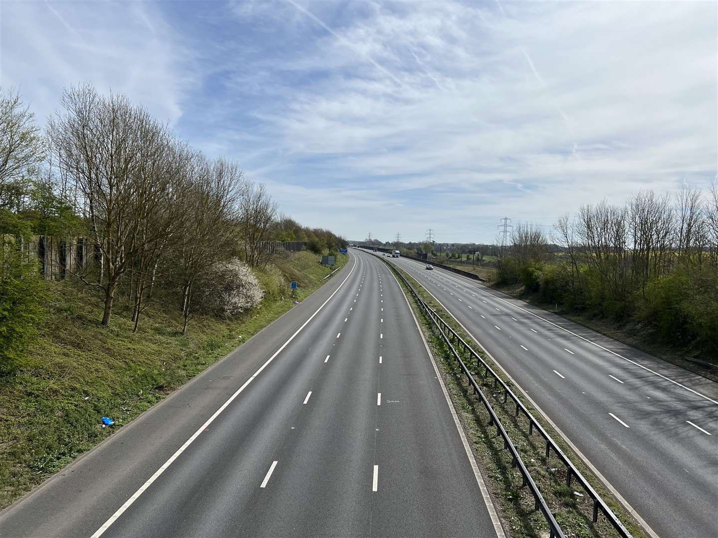 The M20 from the bridge in Sellindge yesterday. Picture: Barry Goodwin