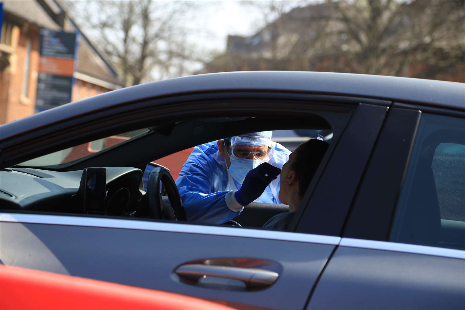 By April, drive-thru test centres for Covid-19 had been set up at the county's hospitals - including Medway Maritime Hospital, pictured here - where NHS staff could be tested for coronavirus.