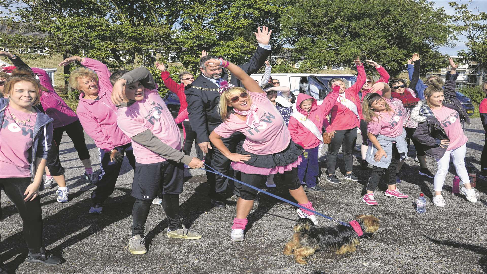 The warm up before the annual 'Stepping Out' walk