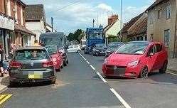 The car crash outside the Co-op in Teynham. Picture: Ian Maggs