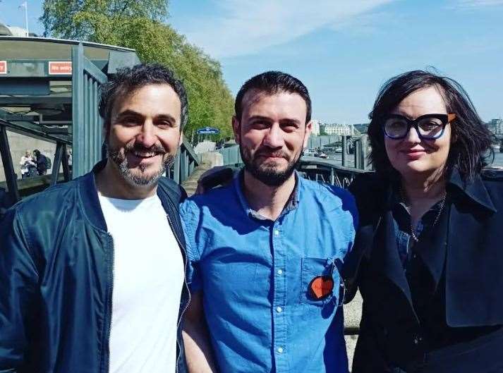 Campaigning. Patrick Monahan, Mohammed Alzarae and Deborah Francis-White. Picture: Kent Refugee Action Network