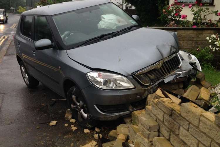 A car smashed into a wall in Pattens Lane, Rochester