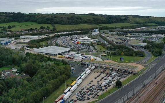 The dark line was seen directly over EuroTunnel in Folkestone. Picture: UKNIP