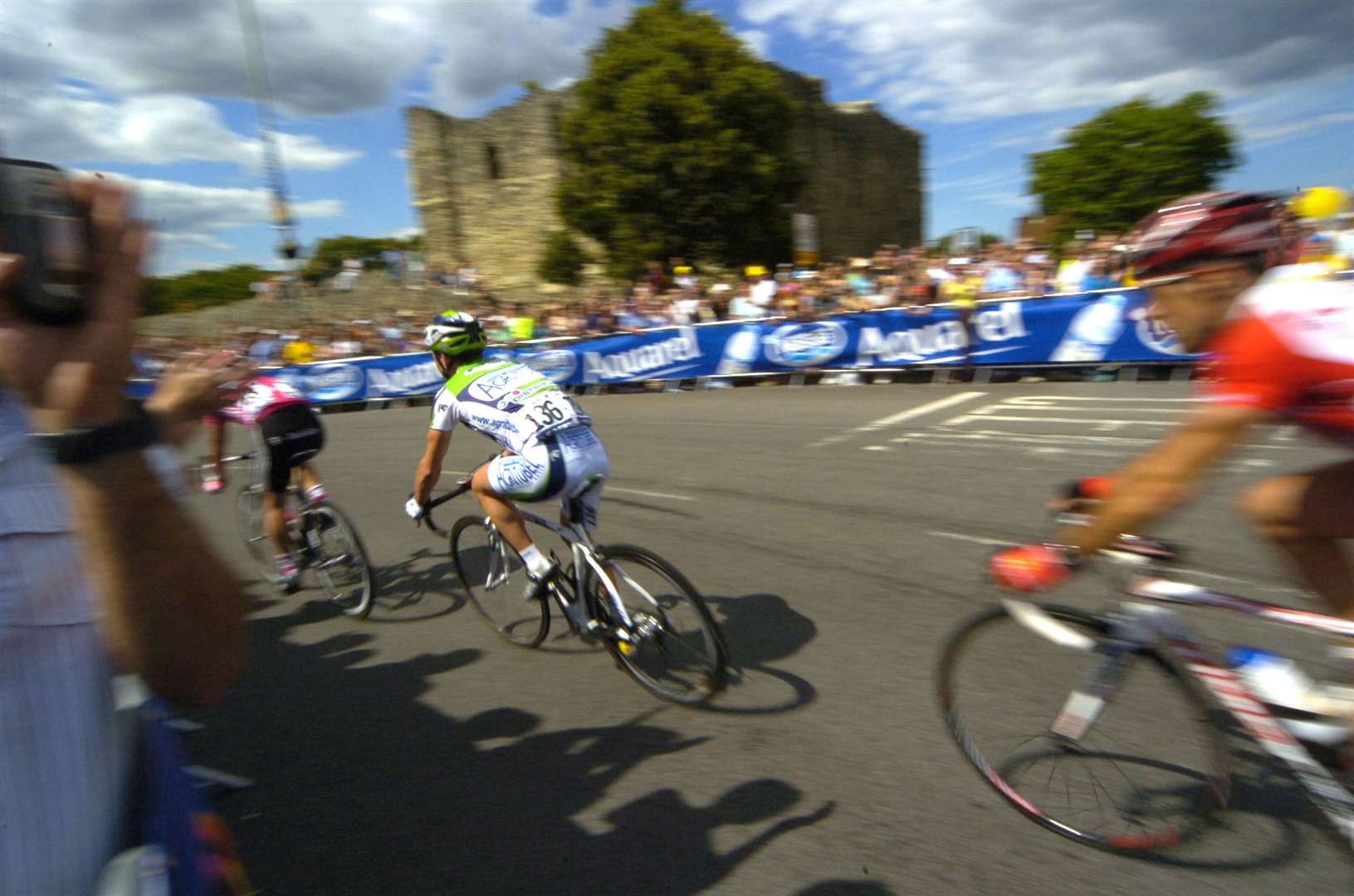 Blink and you'll miss it. Riders fly round Wincheap roundabout