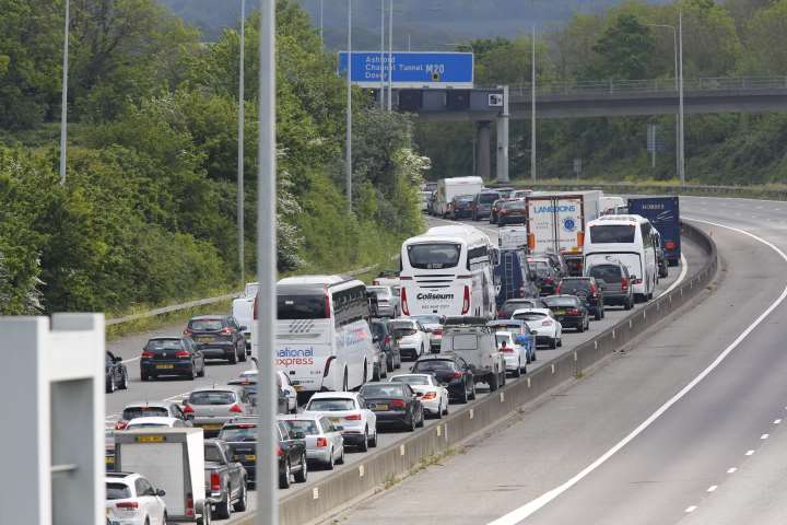 Queuing traffic back at junction 5. Picture: Andy Jones