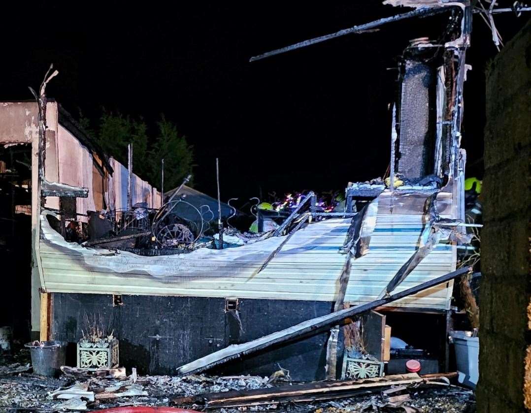 Emma Churchill's static home after the fire on Chirstmas Eve. Picture: Emma Churchill