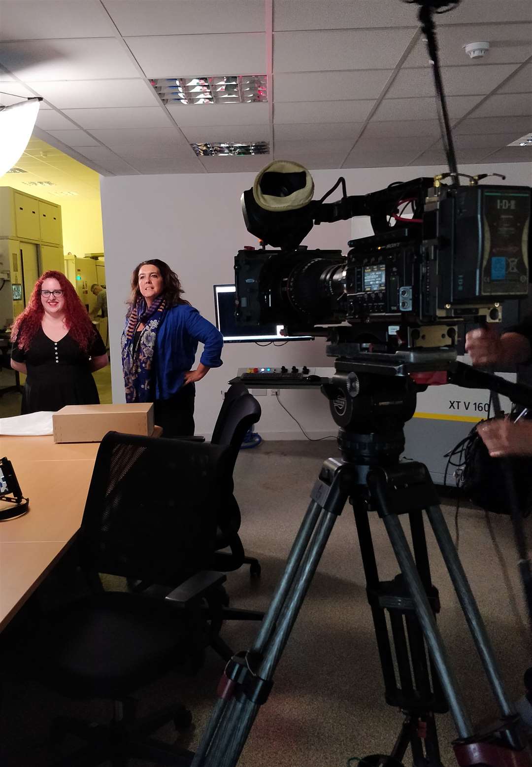 Samantha Harris, collections manager at Maidstone Museum with show presenter Bettany Hughes