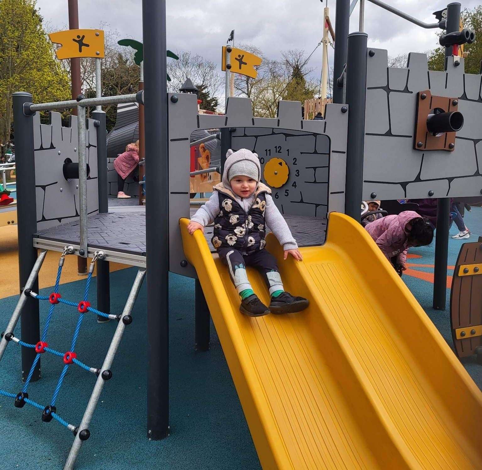 Simona Haberova took her toddler son Eduards to enjoy the slides at Buccaneer Bay in Dartford