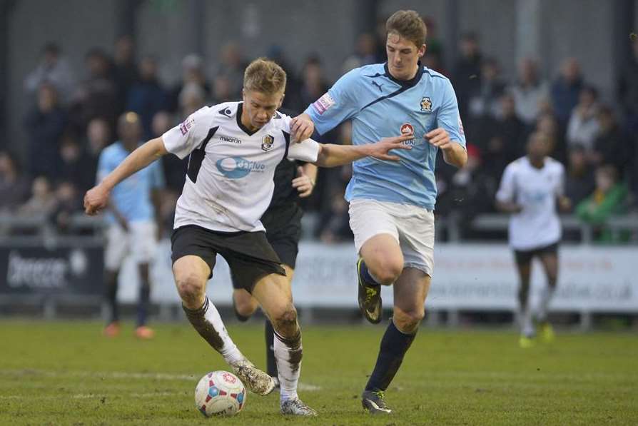 Jim Stevenson on the ball against Cambridge (Pic: Andy Payton)