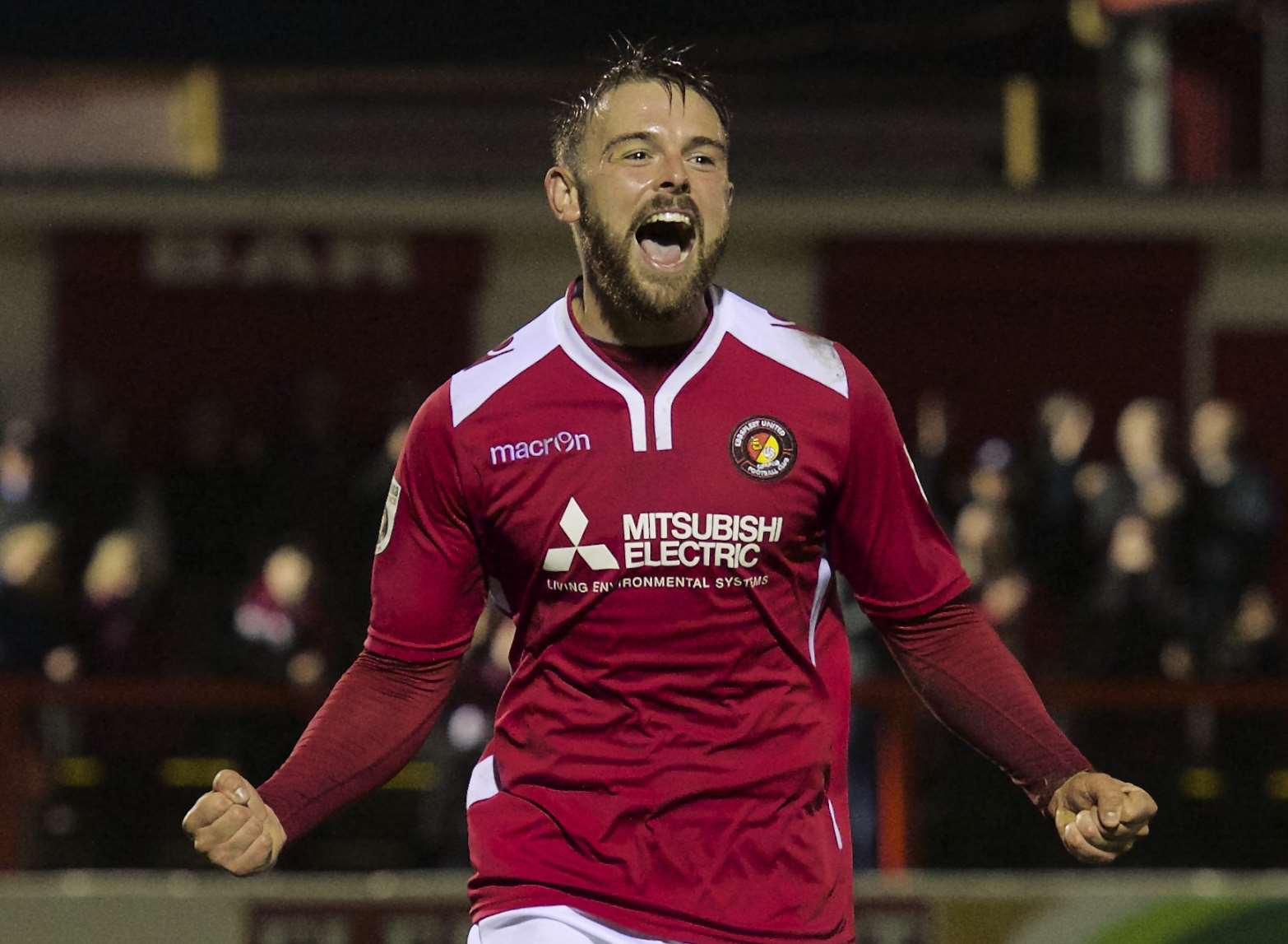 The celebrations begin as Matty Godden completes his hat-trick Picture: Andy Payton