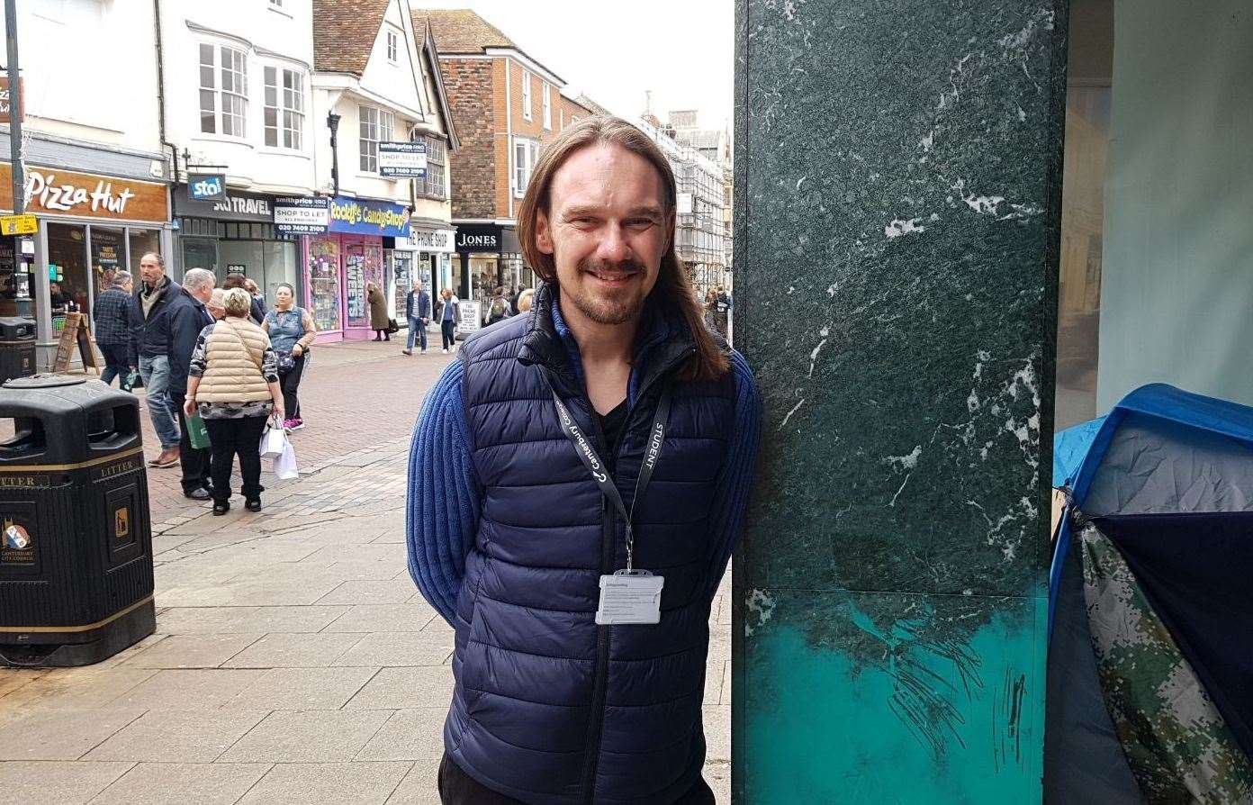 Michael currently sleeps in a shop doorway but is saving to rent his own property