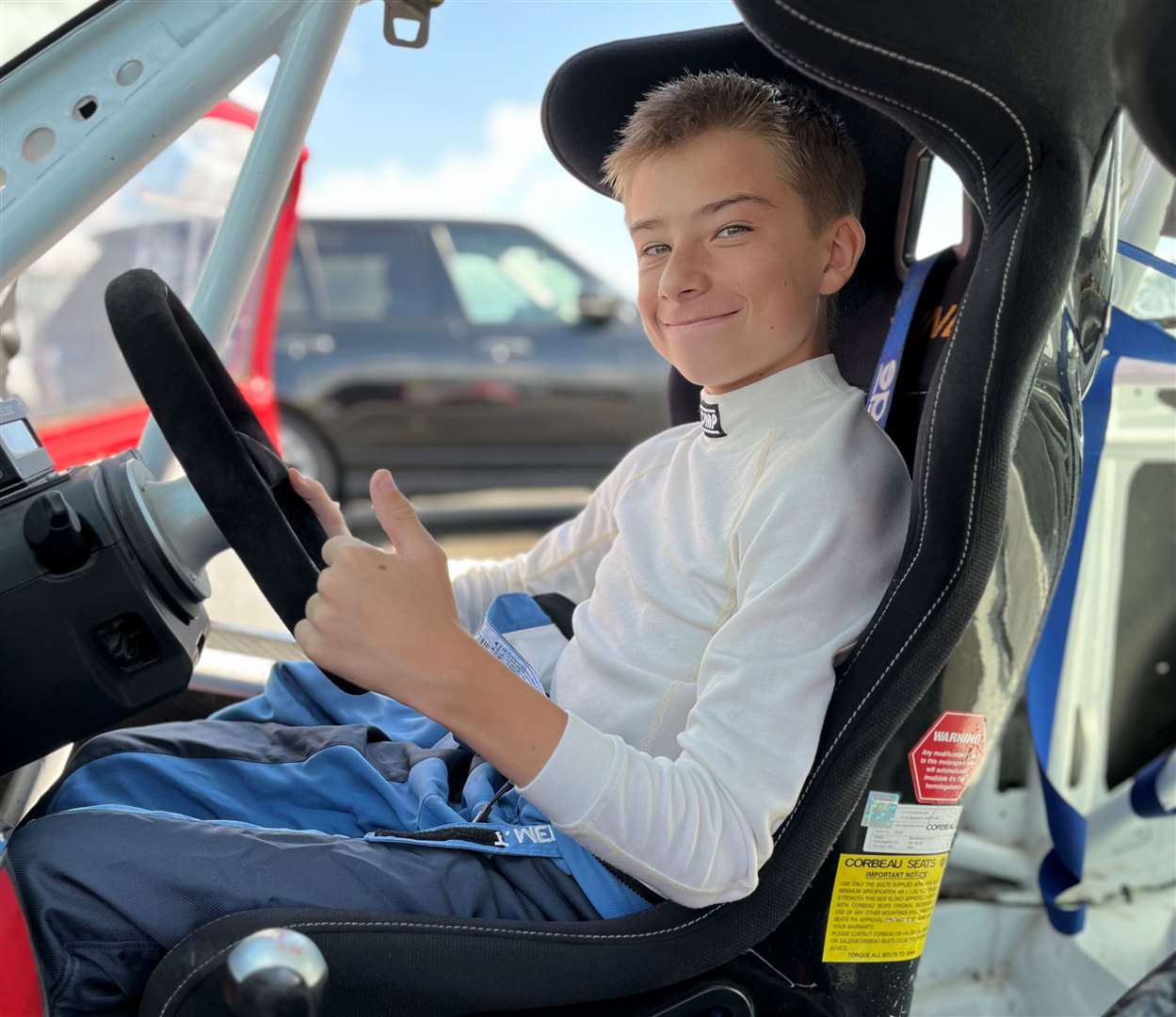 Kings Hill youngster Thomas Merritt at the wheel of his Ford Fiesta.