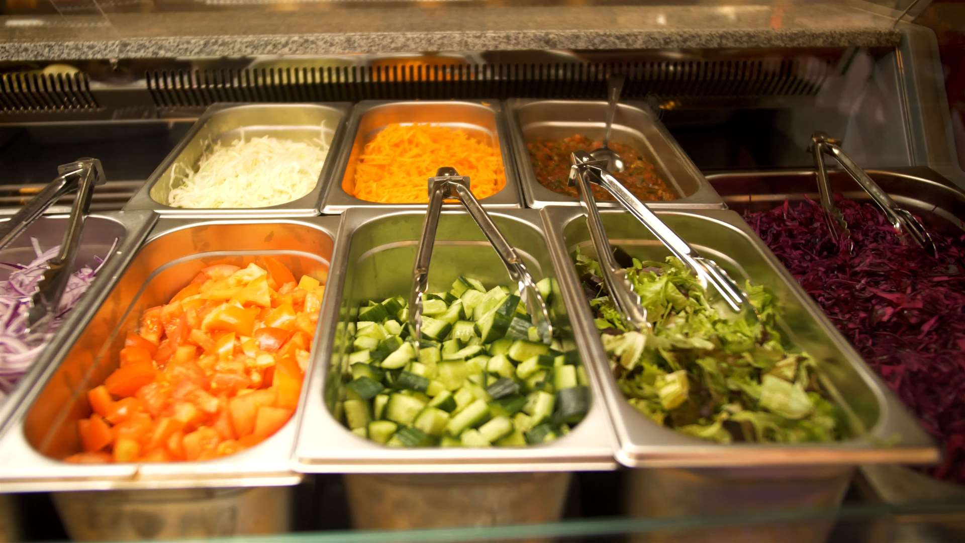 View of freshly cut salad at Kaniklar Mangal restaurant in Week Street Maidstone