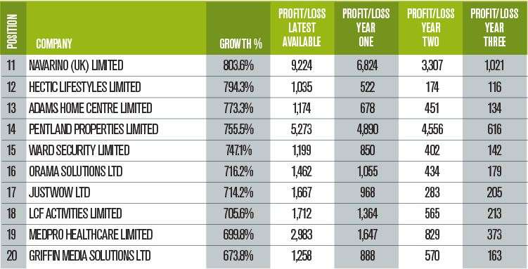 Numbers 11-20 of the Sustainable Growth 100 list