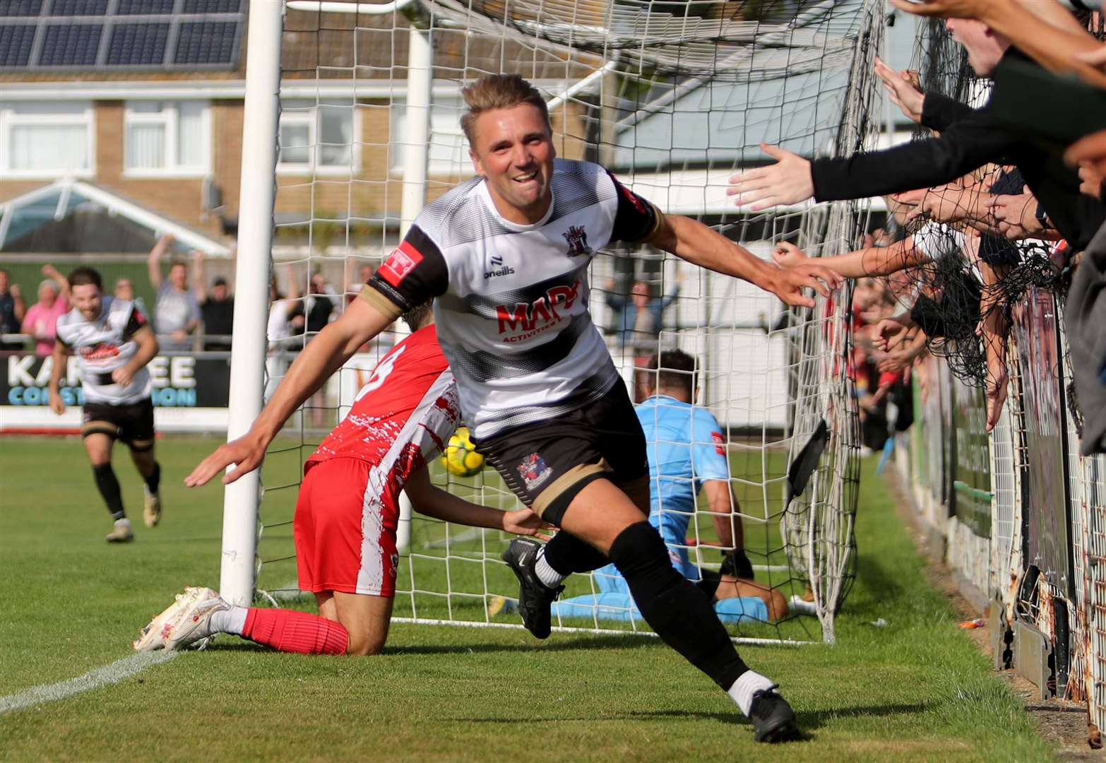 Deal's Tom Chapman celebrates his goal - but his second-half effort proved in vain. Picture: Paul Willmott