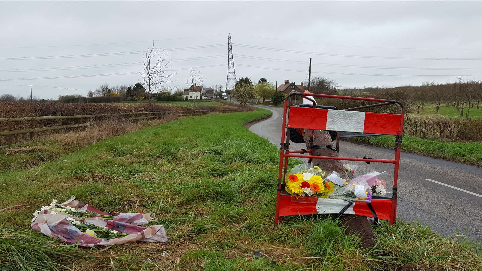 Flowers were left at the crash scene