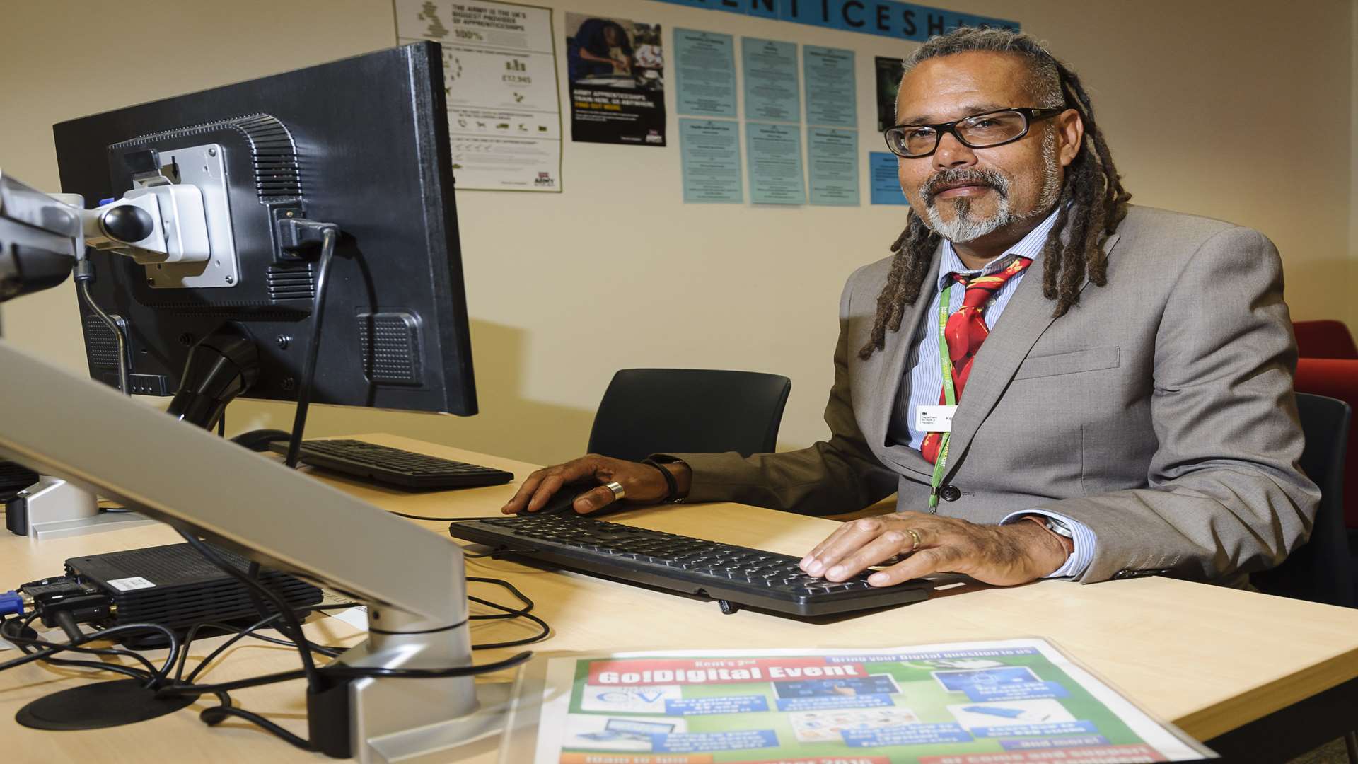 Keith Johnson, of Job Centre Plus, Maidstone, has organised digital workshops at the Job Centre to help people use computers. This includes CV writing, job searches and even online dating sites. Picture: Andy Payton