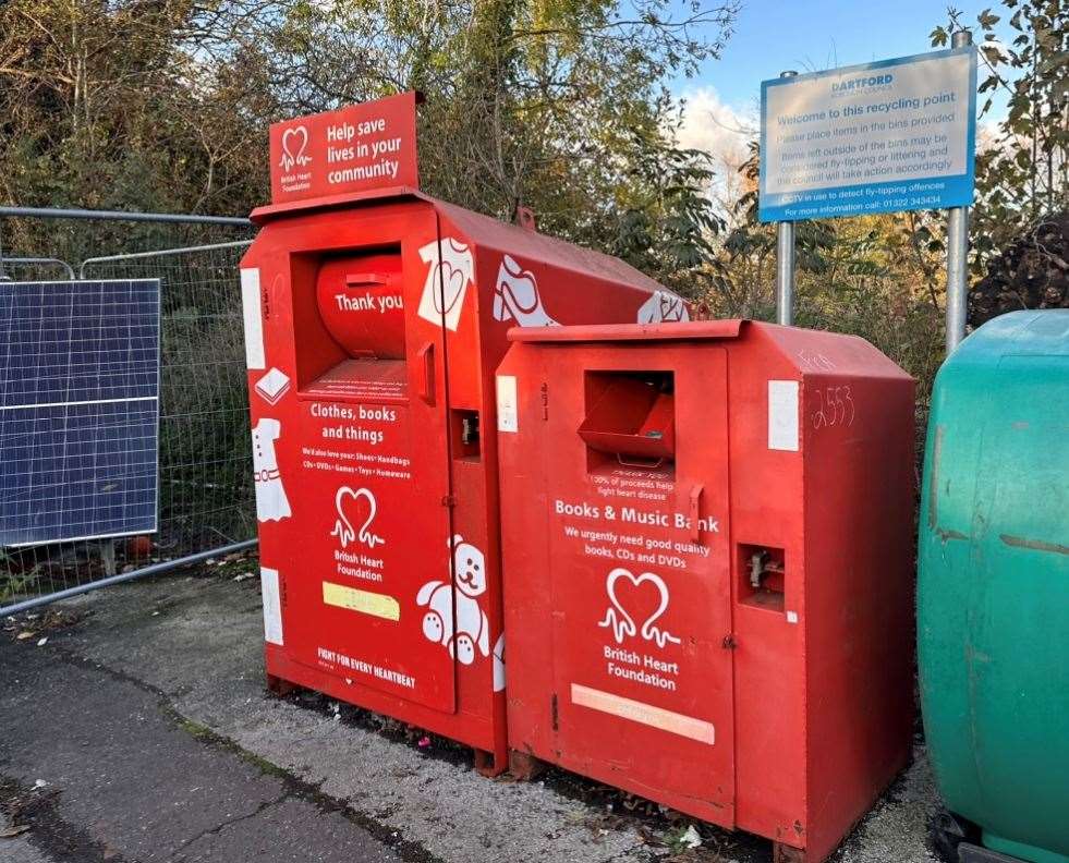 The British Heart Foundation donation bins in Hawley Road were cleared when KentOnline visited