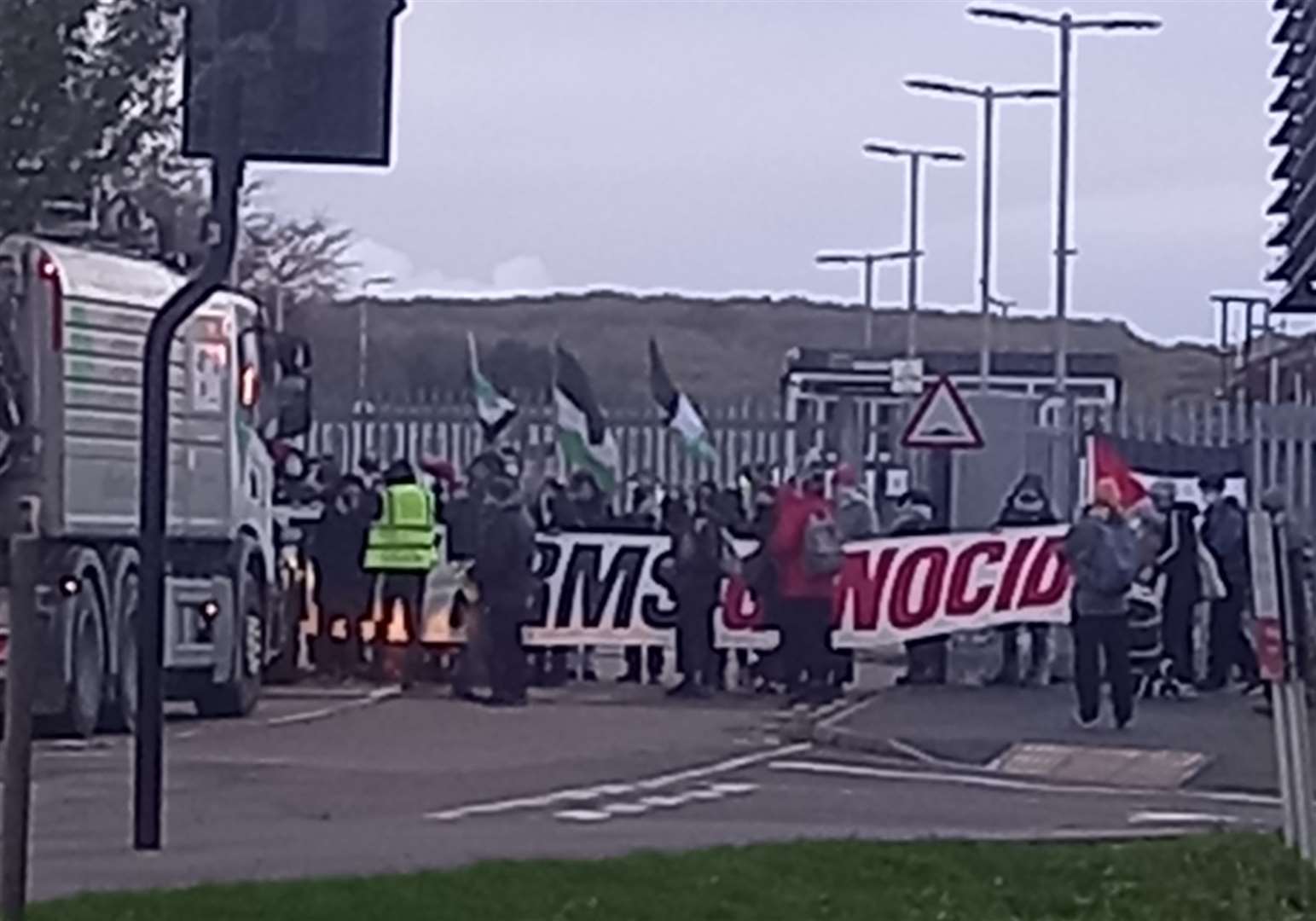 More than 50 protestors gathered outside BAE Systems in Marconi Way, Rochester