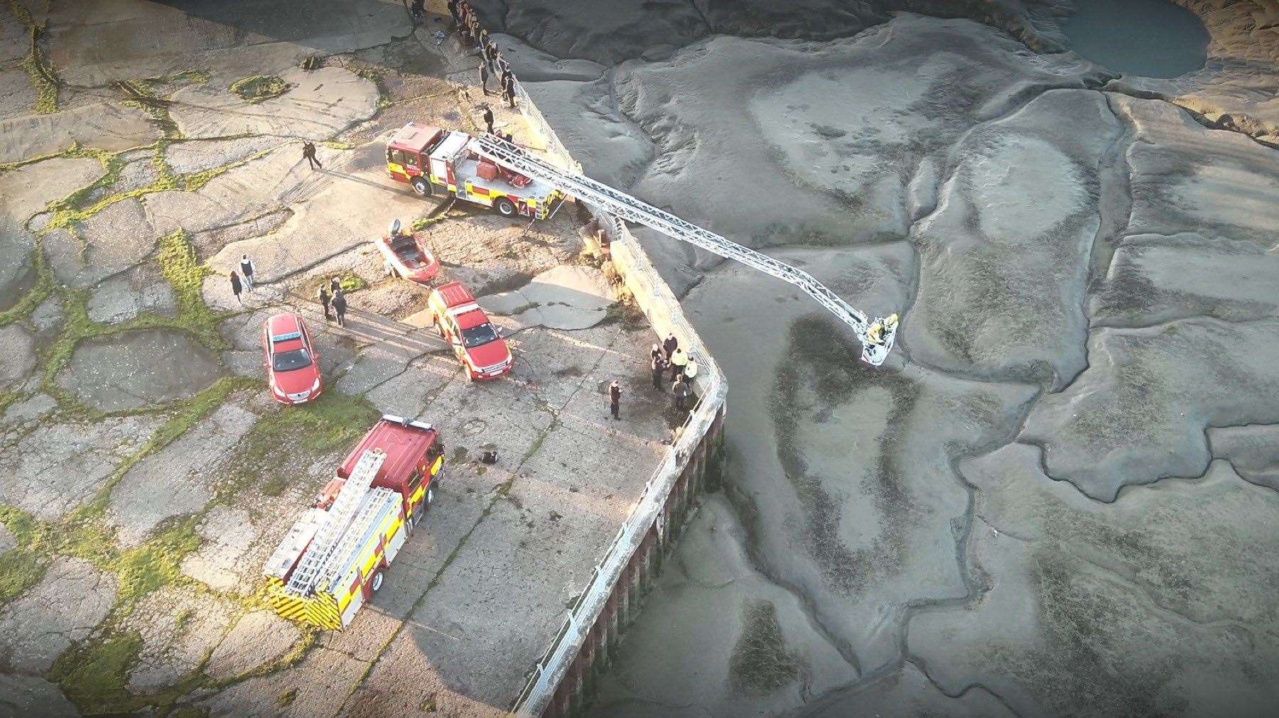 Emergency services respond to reports of bones in the Medway estuary at the Riverside Country Park in Rainham in December 2022. They are believed to be from a marine animal. Picture: Scott Dawson/Kent Police