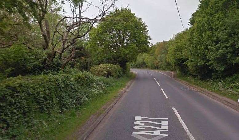 Police taped off the A227 Gravesend Road, near Vigo, after cement had leaked from a lorry onto the road. Picture: Google Maps