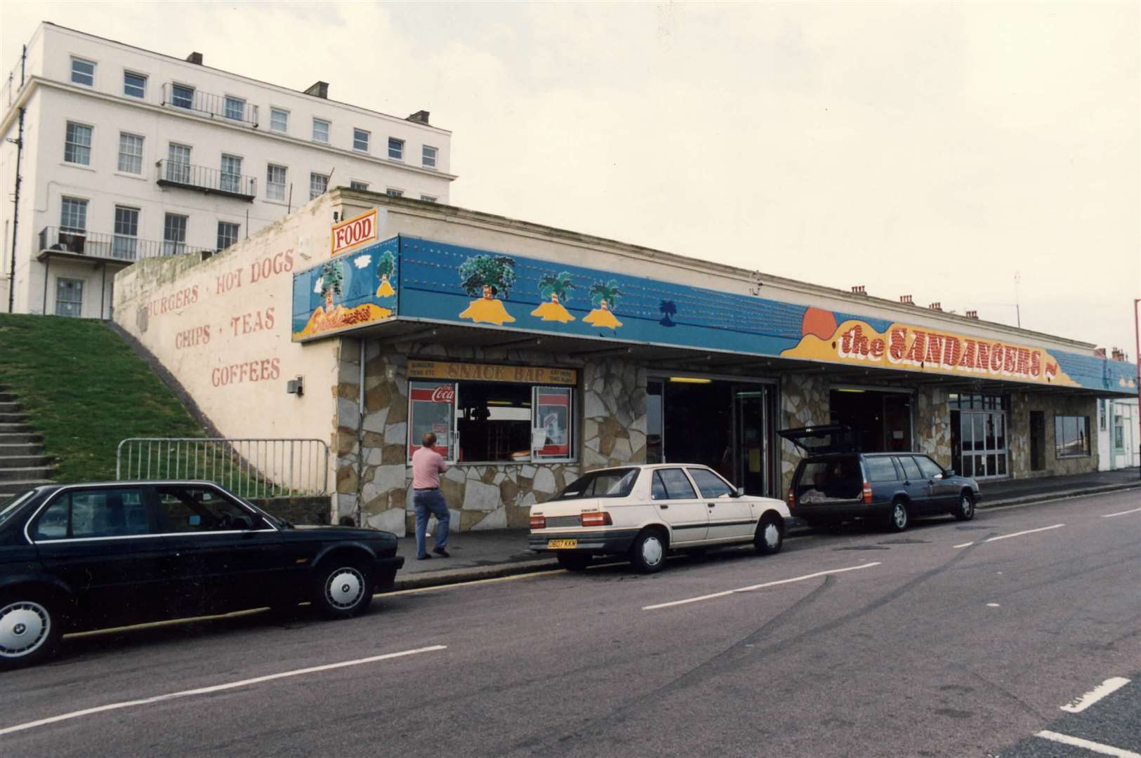 Sandancers in Central Parade, Herne Bay, on August 27, 1992. An amusement arcade still stands at this seafront location