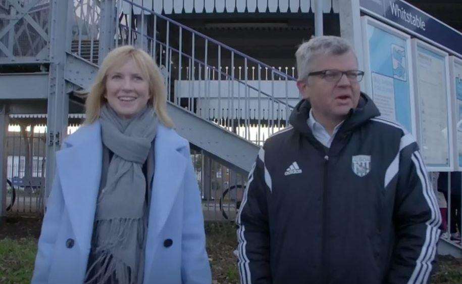 Rosie Duffield with Panorama presenter Adrian Chiles at Whitstable station. Picture: BBC