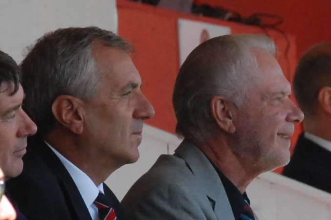 Peter Varney and David Gold at Stonebridge Road (Pic: Paul Jarvis)