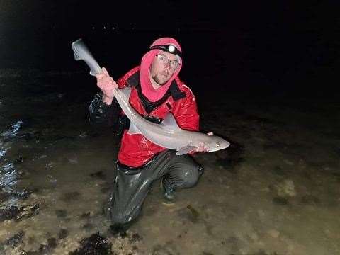 Dover angler Shane Edwards with a 10lb smoothound (35807959)