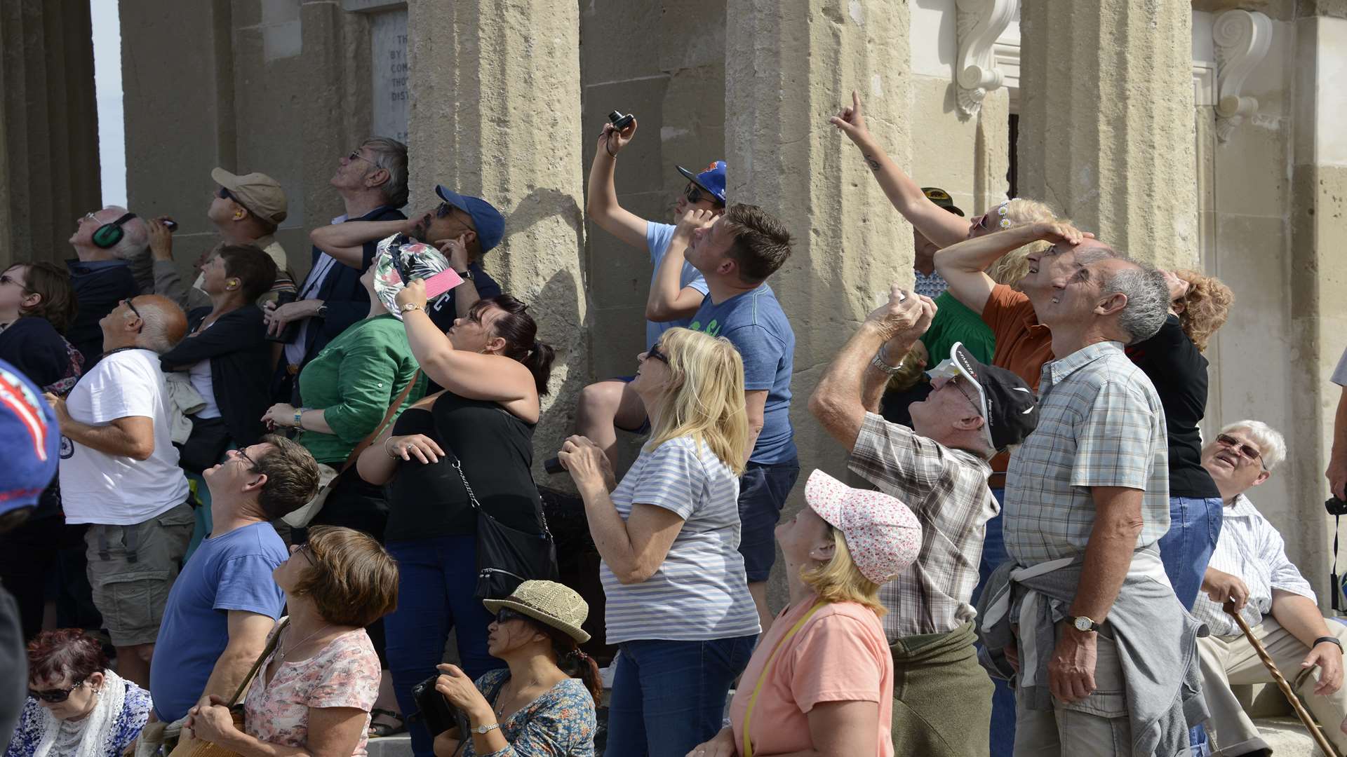 Crowds stood around the clock tower to watch the impressive show. Picture: Paul Amos