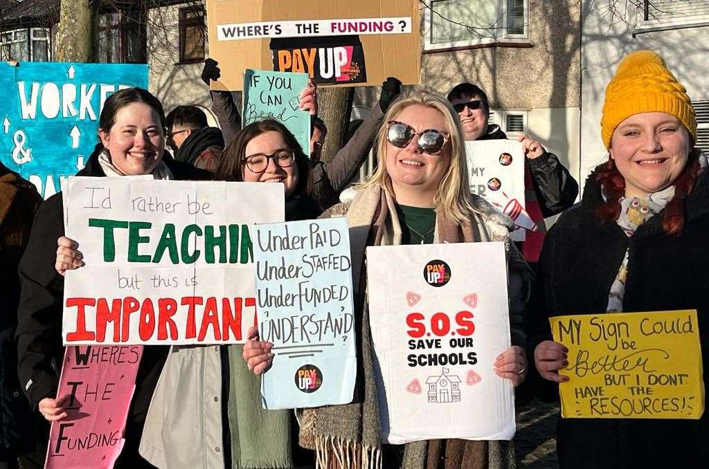 Staff on strike in February during earlier walk-outs