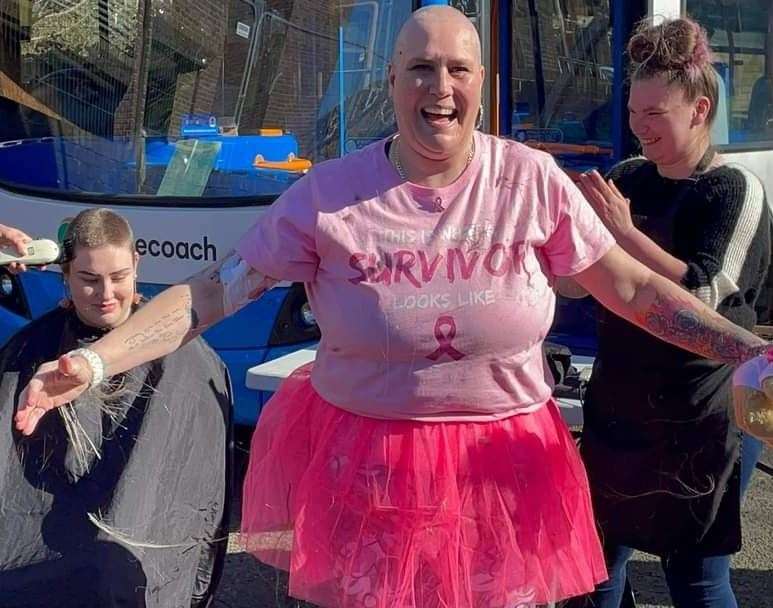 Andrea Hayes organised a group head shave at the Dover bus station to support Breast Cancer Now. All pictures: Andrea Hayes