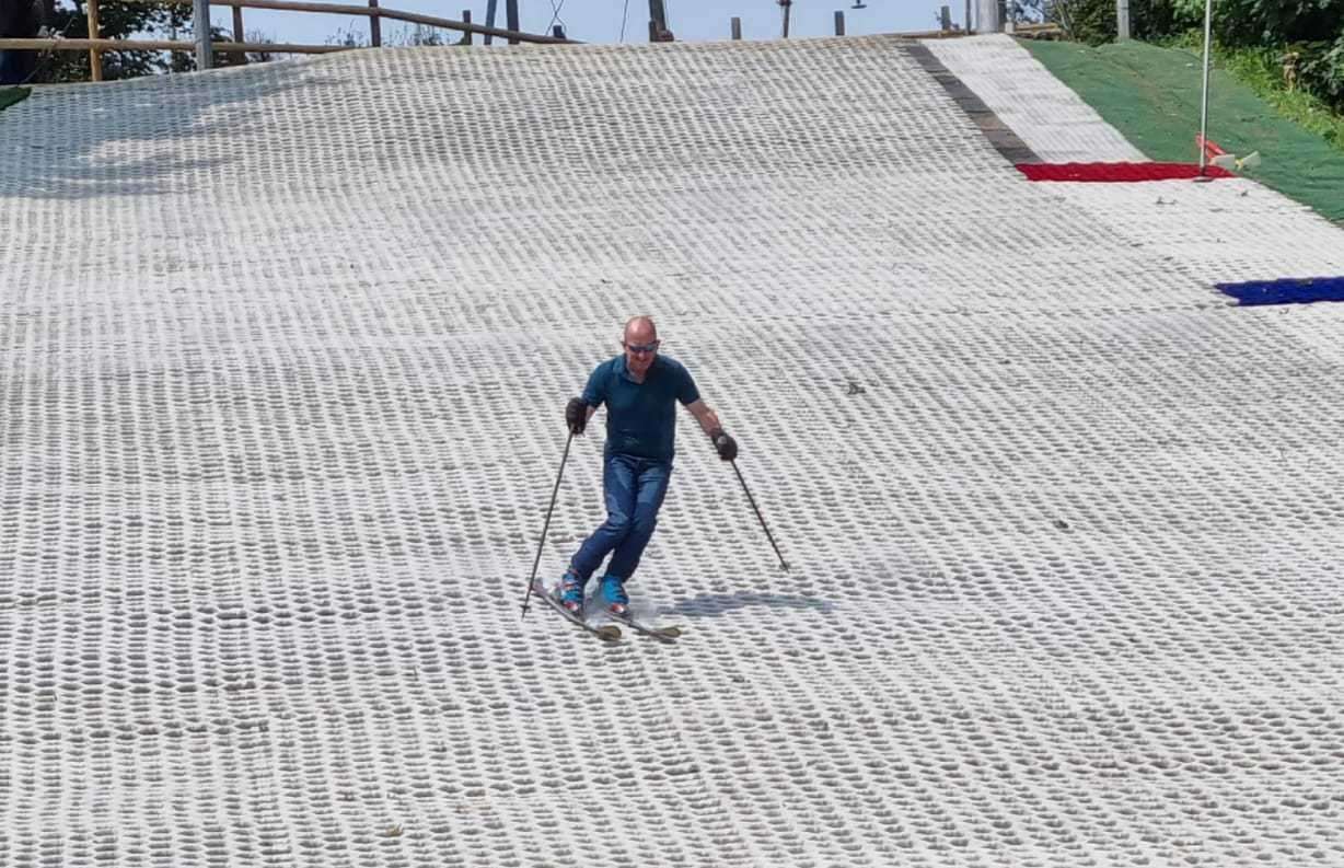 Eddie the Eagle on the ski slope at Folkestone Sports Centre in 2021. Picture: Steve Rich