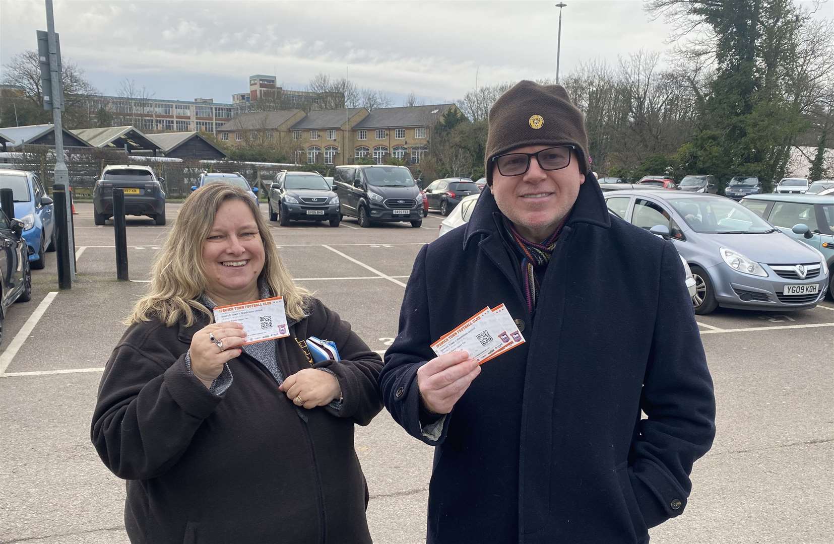 Angela (left) and David (right) are excited for the big game