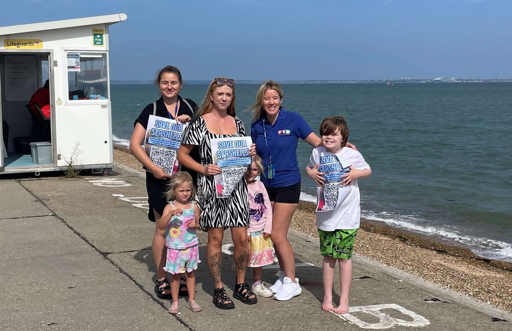 Casie Young, Freya Parkhill, Amy Watkins, Isla Parkhill and Kim Green pictured during their "Save our Seashells" campaign. Picture: Kim Green