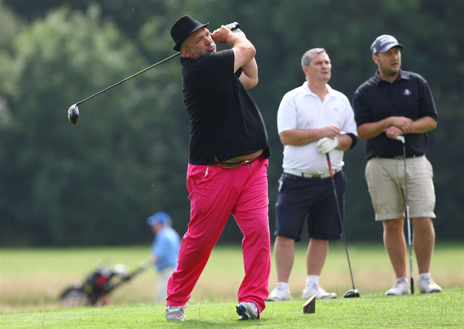 A keen golfer, Razor takes a mighty swing on the ninth hole at Kingsnorth Golf Club in 2015. Picture: Matt Bristow