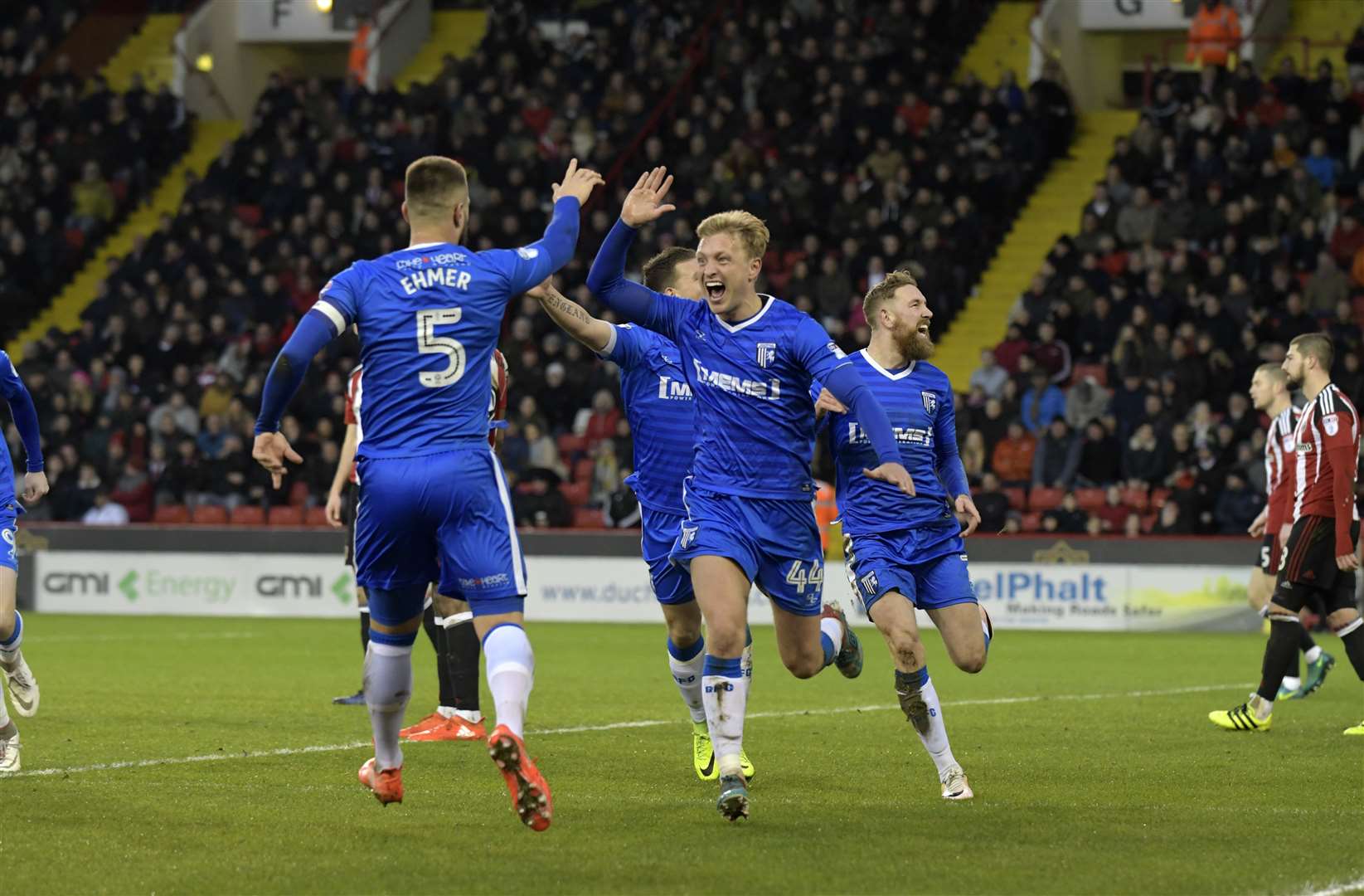 Josh Wright celebrates his second goal against Sheffield United with Max Ehmer in a 2-2 draw back in January 2017 Picture: Barry Goodwin