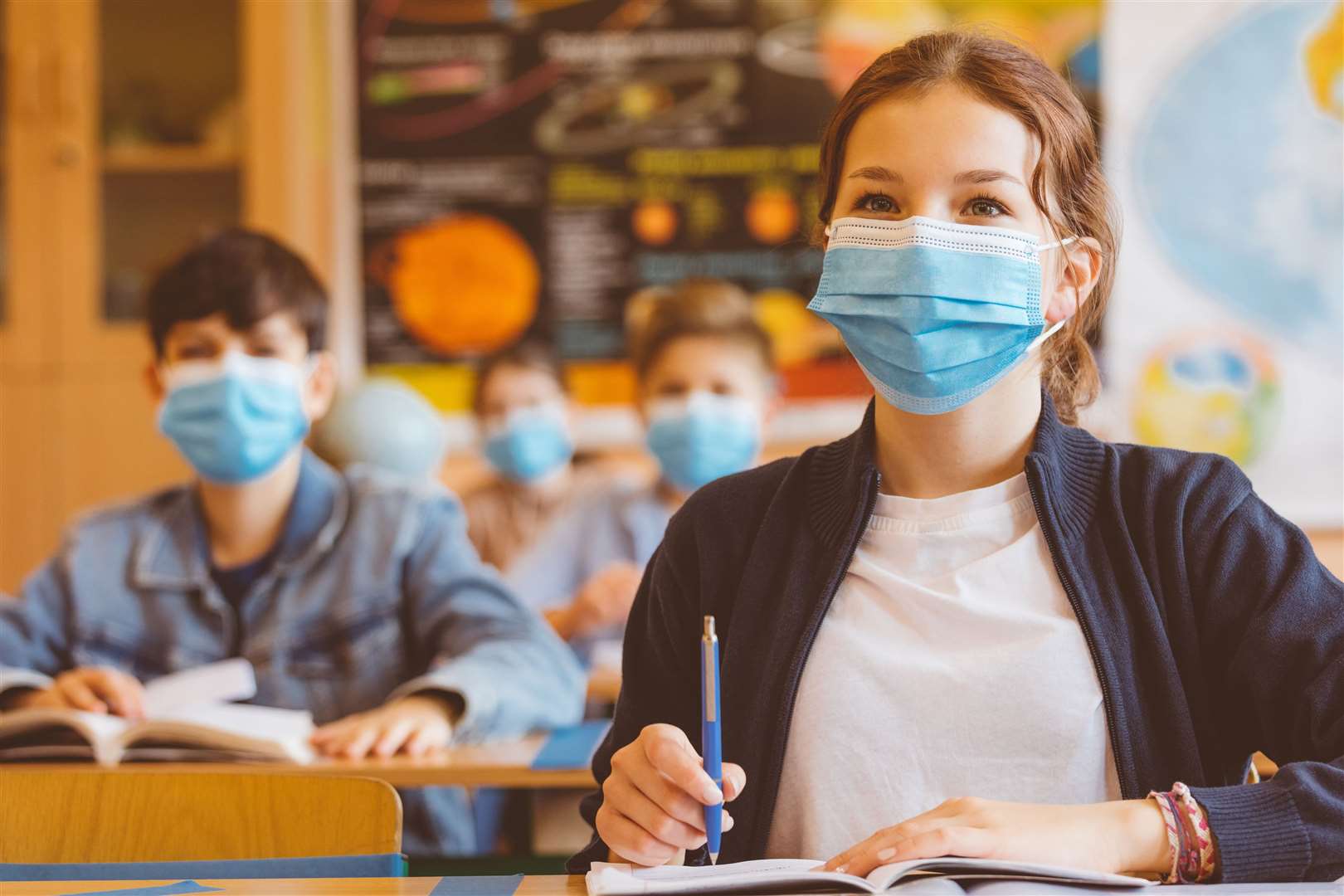 Secondary and college students will be asked to wear face coverings indoors, including classrooms. Stock picture