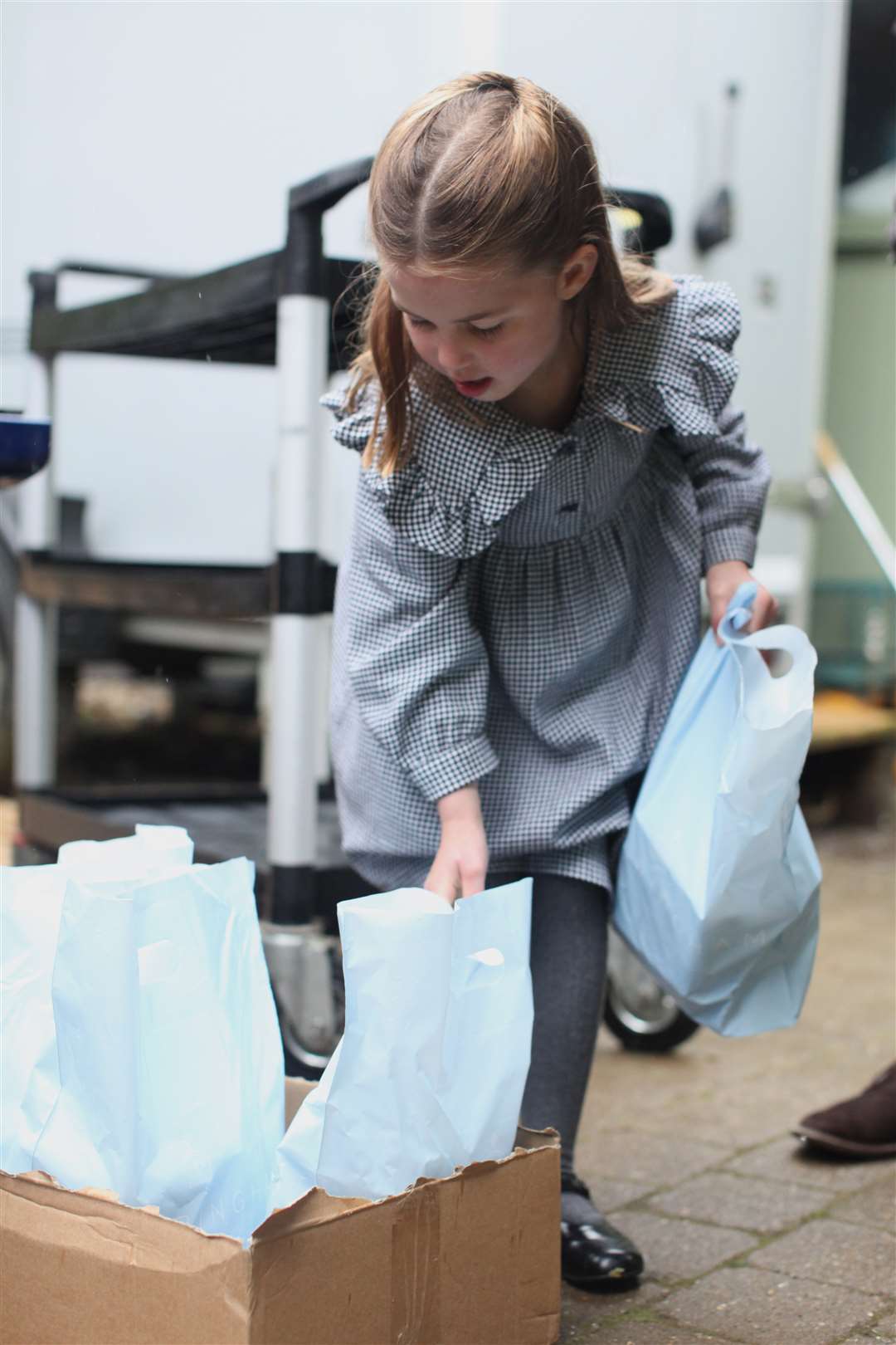 Charlotte was part of a volunteering effort by the Queen’s Sandringham staff who have been preparing and delivering meals for pensioners. (Duchess of Cambridge/PA)