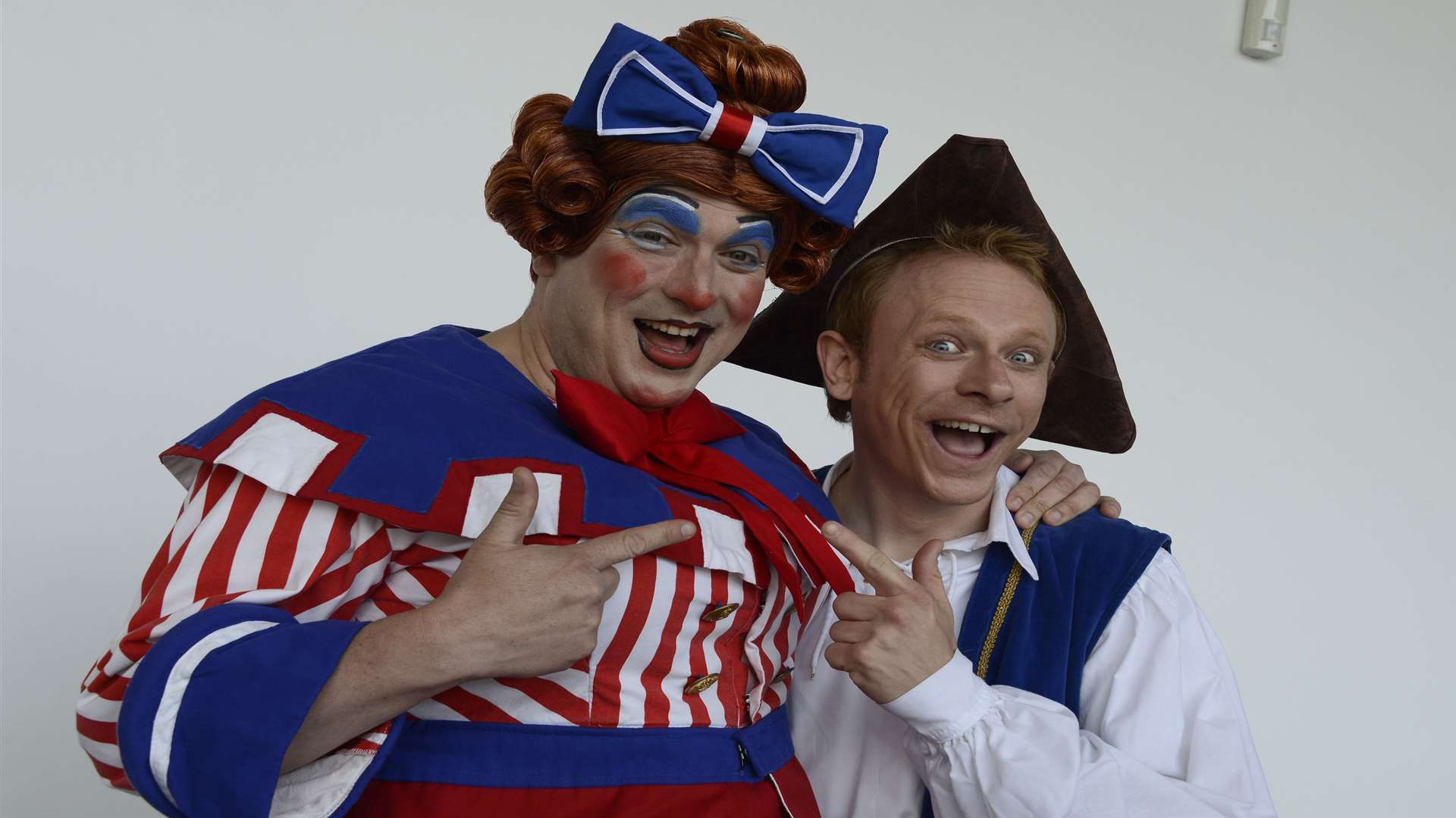 Ben Roddy as Mrs Smee and Lloyd Hollett as Starkey