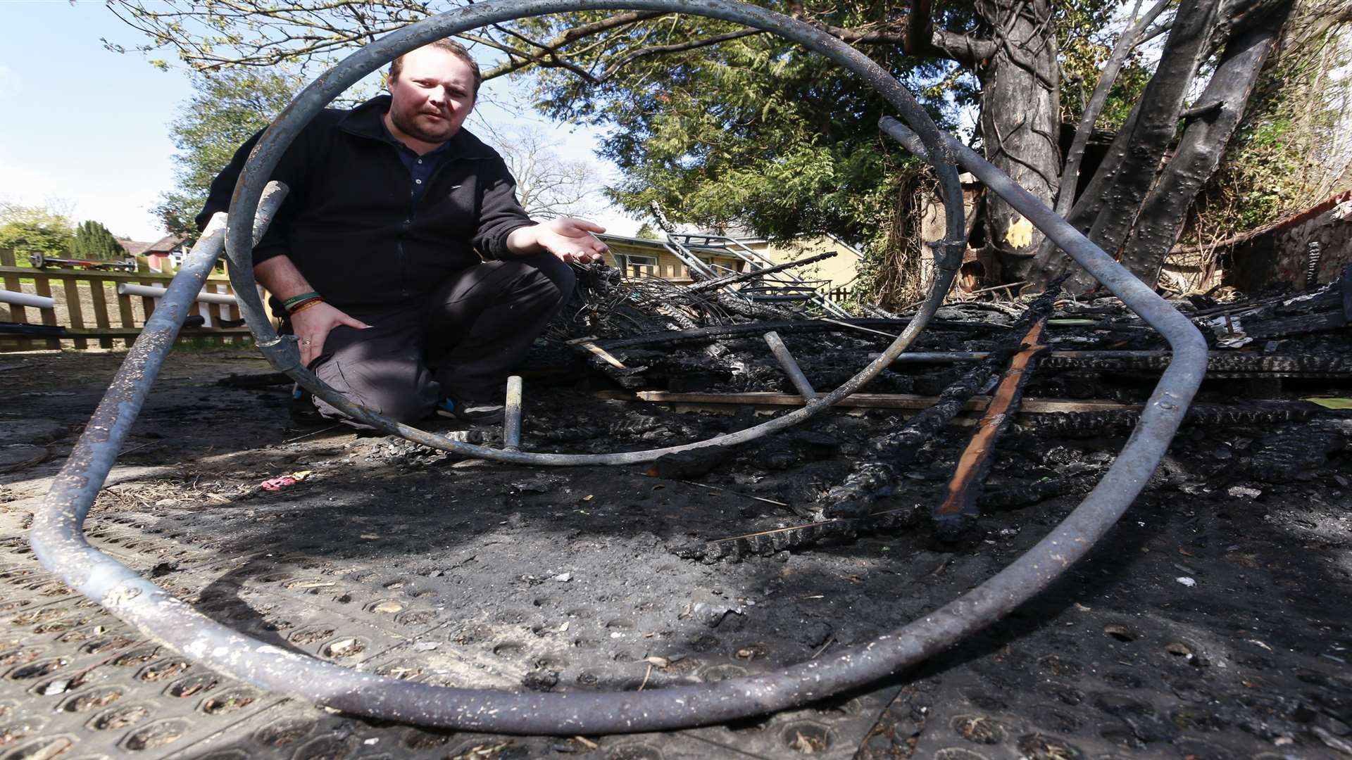 A trampoline, bikes and other toys were destroyed. Picture: Martin Apps