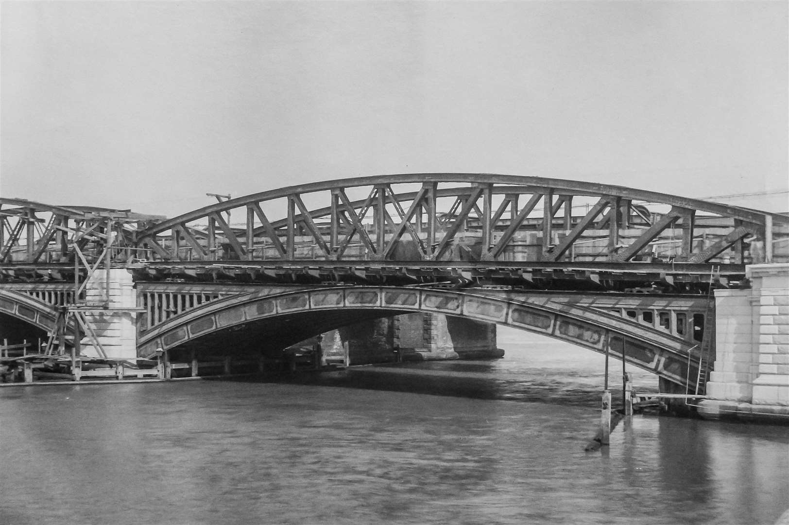 The Victorian bridge pictured as work is carried out to reconstruct it in 1910. Picture: Rochester Bridge Trust