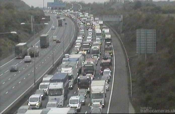 Drivers face delays on the M25 near Dartford Crossing. Picture: National Highways