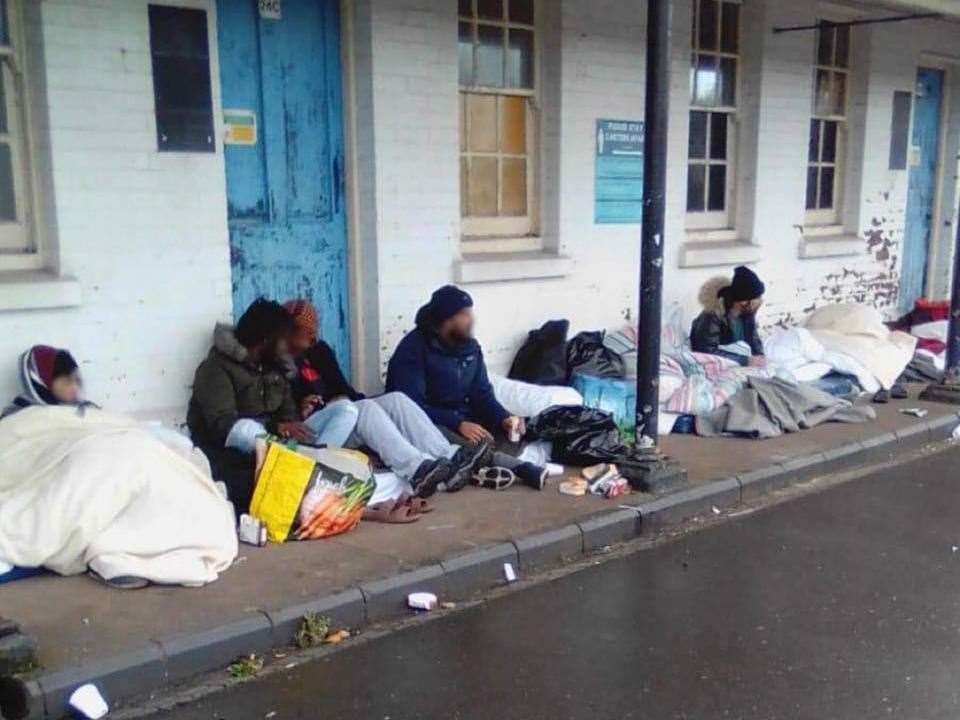 Asylum seekers protesting at Napier Barracks over the living confitions. Picture: Care4Calais