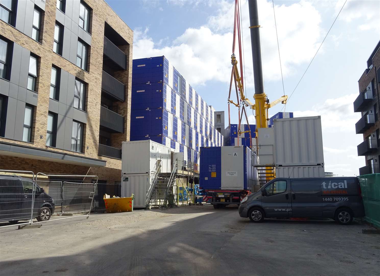 The 'shipping containers' overlook Ashford International station. Picture: Freddie Clements